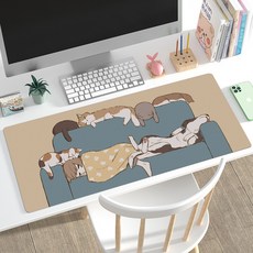 Hqzoomee 게이밍 장패드 고양이 캐릭터 키보드 마우스 패드 마우스패드 방수코팅 400X900X3MM SBDFA25, 1개, 블랙(고양이 A09형)