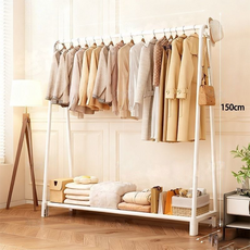 白色落地式衣架，150cm高, 白-U型高76*長150CM+加強款