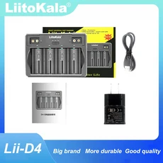 리토칼라 Lii-D4 4슬롯 D 26650 18650 21700 16340 AA C 3.7V 1.2V 9V 리튬 니켈수소 스마트 배터리 충전기, 02 Lii-D4-5V-2A-US