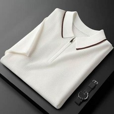 2026 男士夏季 polo衫 短袖 冰絲針織 縷空 半拉鍊 休閒 polo衫 男 短袖 薄款 半袖 運動上衣 吸濕排汗都會商務休閒衫