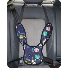 卡通造型兒童安全帶護肩，柔軟舒適保護頸部，行車安全必備, 太空藍色, 1個
