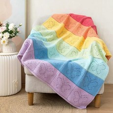 레인보우 담요 diy 낮잠이불 블랭킷 만들기 태교 뜨개질 동영상제공, 오리 공구포함