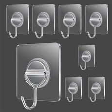 무타공 부착식 후크 8P, 1세트, 투명