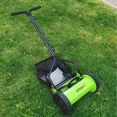 12寸滾刀式手推割草機，別墅花園草坪修剪機，家用小型剪草機，可調整高度, 1個, 12寸t型新款綠色送草袋子