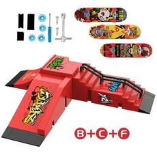 핑거보드 경기장 훈련장 파크 스케이트 필드 동호회, 1개, 브라이트레드 스케이트보드3개포함 B