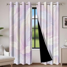 Baocicco 깃털 프린트 커튼 160cm(63인치) 침실 거실 방 다이닝 룸 퍼플 창문 드레이프 2 패널 세트 53.3cm x 길이 160cm(21x63인치)