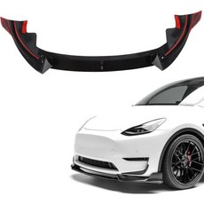 테슬라 모델 와이 준페어 2025 2026 V 스타일 광택 검정 프론트 립(퍼포먼스 미적용)