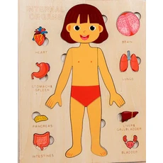쿠쿠스토어 유아를위한 몬테소리 퍼즐 인체 해부학 놀이 세트 유치원 게임 학습 부품 해골 장난감, 02 Girl
