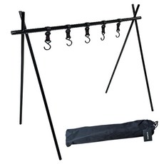 감성 캠핑 접이식 인디언행어 중형 + 보관 가방 세트 캠핑선반 랜턴걸이 식기걸이, 1세트, 1단, 블랙