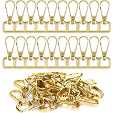 20개 금속 회전 걸쇠 가방 제작용 D 링 지갑 하드웨어 스트랩 푸시 게이트 스냅 DIY 공예용 열쇠고리 클립 실버 3/4인치, Gold, 1/2 Inch