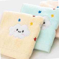 보송보송한 유아 순면 귀여운 핸드타올 3개 25x25cm 귀여운핸드타올 주방용타월, 블루