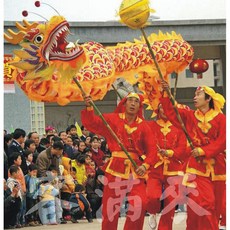 客滿來 節綢布龍 表演道具, 1個, 綠布龍+黃衣3節綢布龍+4套服裝BECP
