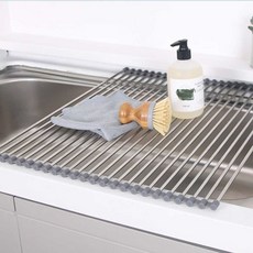 사각 싱크대 롤 매트 물빠짐 트레이 접이식 건조대, 오렌지