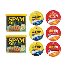 午餐肉罐頭 2入+鮪魚瘦肉罐頭 3入+辣味鮪魚罐頭 3入, 1.28kg, 1組
