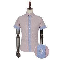 MS0035 배색컬러 잔체크 반팔 셔츠