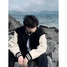 ANYOU 남자 야구복 캐주얼 야구점퍼 가을 자켓 슬림 핏 스판 캐주얼