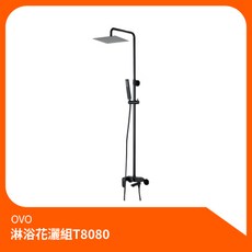 京典衛浴OVO淋浴花灑組T8080 沐浴龍頭升降桿組，多段出水模式，頂噴手持花灑，全家適用, 1個