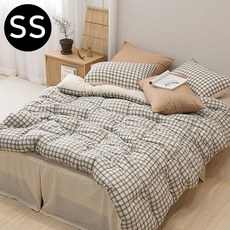 쿠키체크 차렵이불 베개커버세트 슈퍼싱글 SS 브라운, 본상품선택