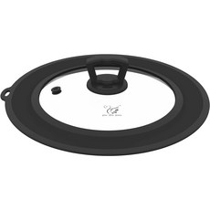 통풍강화유리 통용솥뚜껑 내열실리콘 가장자리 전자렌지 튀김방지 덮개 전자렌지 안전하며 식기세척기로 세척할수 있다, Black, 1개