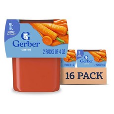 Gerber 2nd Food 이유식 당근 퓨레 천연 및 GMO 프리 113.4g(4온스) 통 2팩 (8팩)