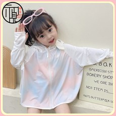 兒童防曬衣戶外防紫外綫夏季輕薄透氣純色炫彩不沉悶防曬網紅爆款, 1個, 一代白色,L100cm