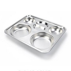 국산 스텐 27종 4찬 식판 병원 단체 급식 성인용 SUS304 위생 식판 수저칸 택1, 사각+수저, 1개