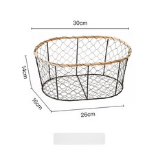 와이어바스켓 바구니 캠핑 수납 트레이 보관 철망, 1개, 검정 메쉬 타원형 소형