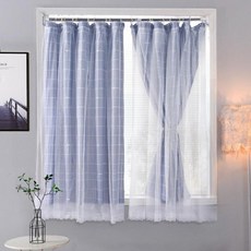 ko_ea_264 신축봉 창문 도어 행거 가리개 이중 망사 커튼 행거가리개 문가리개 창문커튼 가리개커튼 작은창커튼