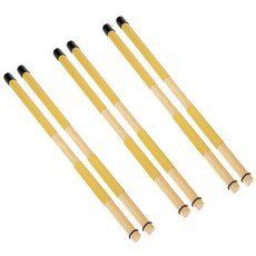 나무 브러시 드럼 스틱 3쌍 40.6cm(16인치) 19개 번들 로드 드럼스틱 음악 악기 액세서리 재즈 포크 소규모 장소 및 어쿠스틱 퍼포먼스용 (옐로우), 옐로우