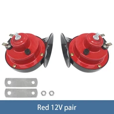 수정 된 오토바이 12V 달팽이 경적 고주파 범용 300DB 자동차 전기, [02] Red 12V pair