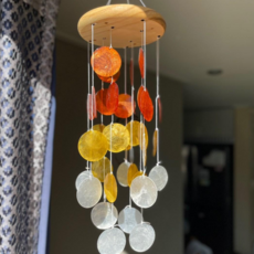 오로벨 캐피즈차임 조개차임 인테리어모빌 윈드차임 인테리어 어린이집 여름 모빌 인테리어 소품 장식 소품 집들이선물, 오렌지옐로우