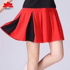 피겨스케이트 살색 피겨복 스타킹 피겨 타이즈 레깅스, 1개, 브라이트레드+블랙 스커트