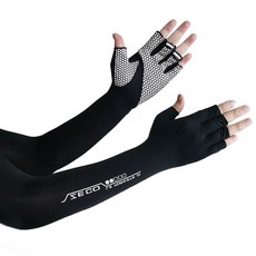 제트스키용 특수장갑 자외선차단 프리다이빙 스노클링 토시 남여공용 초박형 서핑, 블랙 아이스 실크 팔 소매 일체형