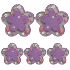 벚꽃 받침 실속 5종세트 실리콘 냄비받침 + 실리콘 티코스터, 라일락 바이올렛 대형 2p + 소형 3p, 1개