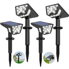 태양광 스포트 라이트 야외 방수 IP67 53가지 LED 및 3가지 모드가 있는 태양열 조명 야외 조명 정원 마당 통로 진입로용 조경 스포트라이트 벽 조명 4팩 (쿨 화이트, 4 Pack