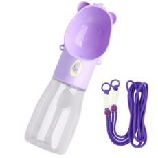 찬란한펫 휴대용 강아지 물병 물통 간식통 산책 크로스끈 포함, 바이올렛 퍼플 380ml, 1개