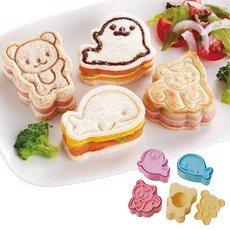 한입 샌드위치틀 식빵틀 곰 다람쥐 돌고래 물고기 4종1세트 Q363, 단품, 단품