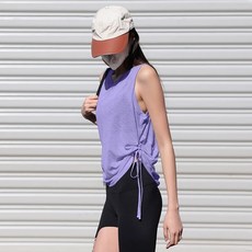 台灣發貨 健身女孩無袖罩衫 夏季寬鬆抽繩設計 跑步訓練背心 運動上衣外穿 透氣排汗 側邊調節 多功能運動服