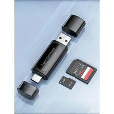 듀얼 카드 슬롯이 있는 4-in-1 USB 미니 SD 리더기 - PC 갤럭시 태블릿 등을 위한 A 어댑터 배터리 필요 없, 01 검정색