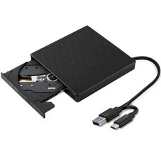 투인원 USB 3.0 C 타입 슬림 외장 DVD 버너 RW CD 라이터 광학 드라이브 리더 플레이어 노트북 PC 컴퓨터 휴대용, Black, 1) Black, 1개
