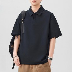 투니스 남성 폴로넥 단색 루즈핏 반소매 티셔츠