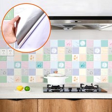 주방 타일 시트지 욕실 싱크대 방수 필름 벽지, 1개