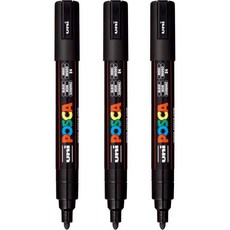 posca PC-5M 수성 페인트 마커 리버서블 미디엄 팁 1.8-2.5mm 블랙 3 카운트