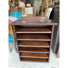 手繪彩繪實木鄉村風開放式鞋架鞋櫃，多層收納展示鞋子，打造溫馨居家風格, 1個