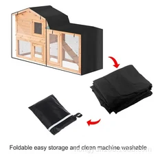 삼각형 케이지용 헤비듀티 옥스포드 천 토끼집 커버 - 간편 설치 이중 레이어 케이지 보호대, 01 180x52x86cm, 01 black, 1