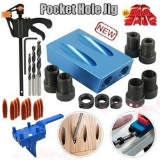 ZK30 목공 경사 구멍 로케이터 드릴 비트 포켓 구멍 지그 키트 15도 각도 드릴 가이드 세트 구멍 DIY 목공 도구 협력사 1개, 15개 * 15개