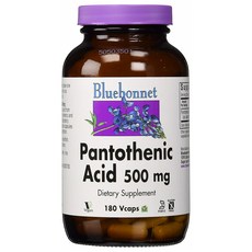 Bluebonnet 泛酸 500mg植物膠囊 無糖 無麩質, 180顆, 1罐