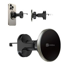 Hoda 鋁合金車用出風口磁吸充電手機支架 MagSafe無線充電 車用支架 充電盤 車載, 鈦金｜充電款, 鈦金, CM-03C