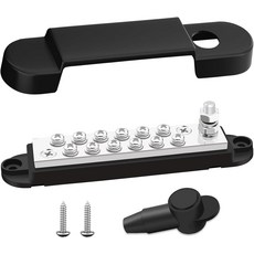 Aienxn 마린 버스 바 12V 150A 14인치 스터드 파워 분배 블록 버클 디자인 바텀 배터리 버스바 자동차 보트 및 태양광 배선용 12V블랙, Black