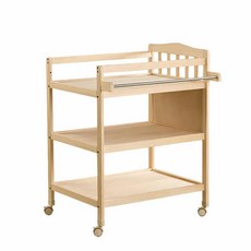 【SN】皇家嬰兒尿布台置物架，多層收納穩固安全，減輕腰部負擔，時尚簡約附滾輪, 原木色